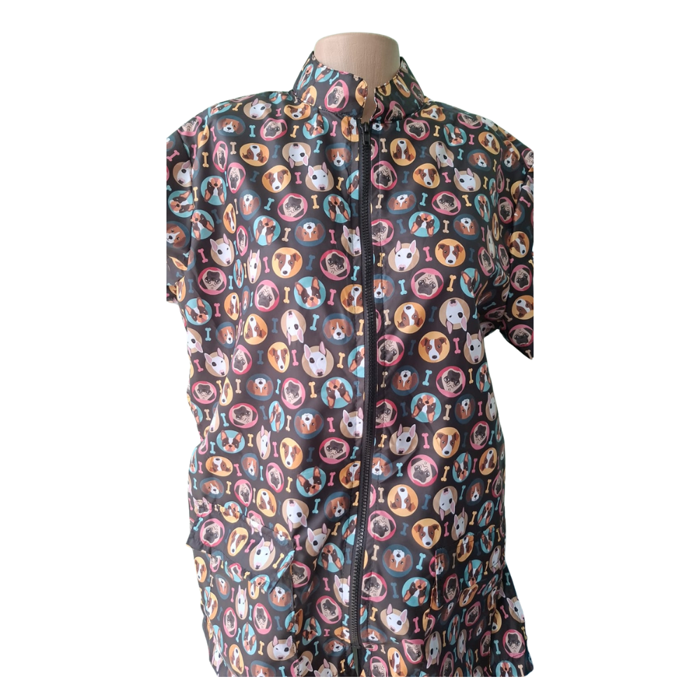 CHAQUETA PELUQUERÍA UNISEX ESTAMPADO PERRITOS