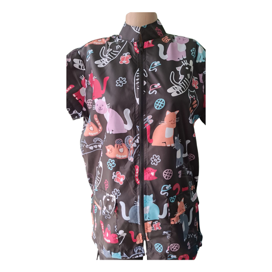 CHAQUETA PELUQUERÍA UNISEX ESTAMPADO GATOS